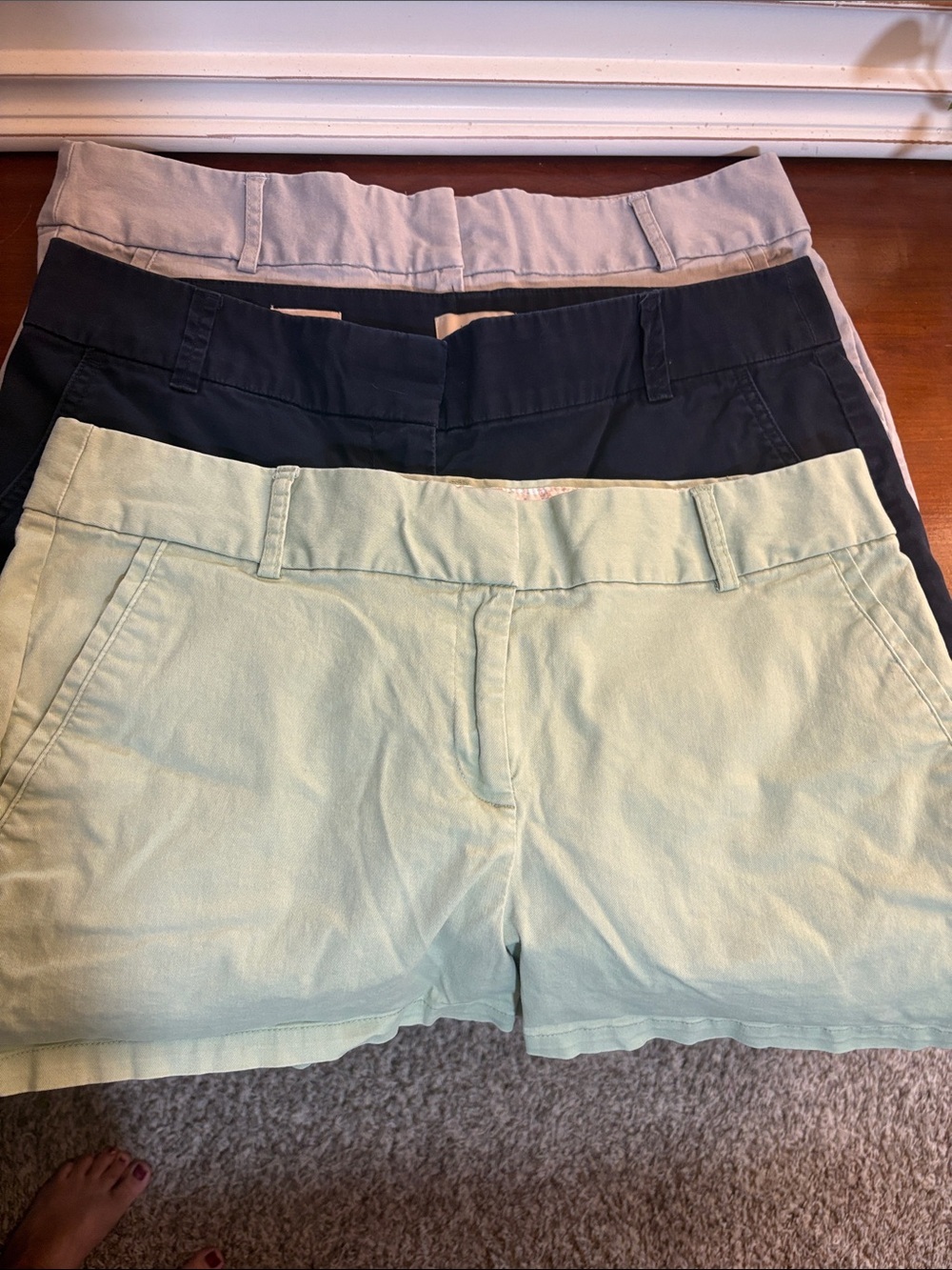 LOFT Chino Shorts Trio - Mint, Navy, Light Gray